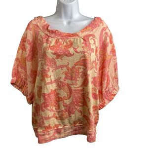 Anthropologie Daily Practice Womens Coral Paisley Top Size S Flowy Feminine Boho